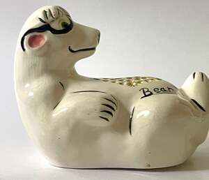 Vintage Ceramic Polar Bear Baking Soda Refrigerator Freshener Deodorizer